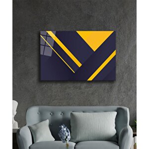 Sarı Siyah Geometrik Mimari Cam Tablo 36x23 cm