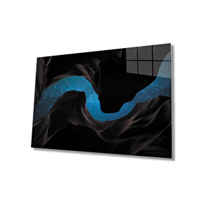 Siyah Mavi Geometrik Tabloblack Blue 36x23 cm