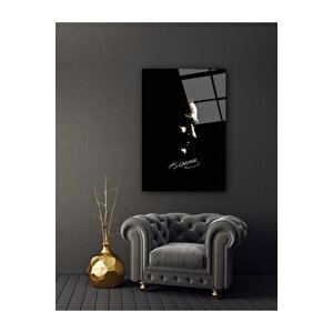 Atatürk Silüeti Ve Imzası Cam Tablo 60x90 cm