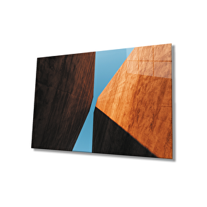 Kahverengi Mavi Geometrik Cam Tablobrown Blue 50x70 cm