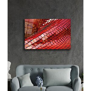 Kırmızı Geometrik Mimari Cam Tablo 50x70 cm
