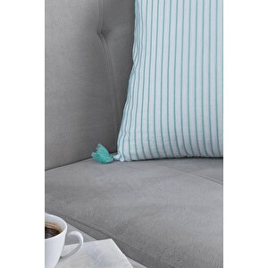 Pompoms 2'li Dekoratif Kırlent Kılıfı Yastık Kılıfı %100 Pamuklu 44x44 Cm