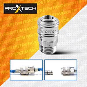 Proxtech  Kompresör Saatli Lastik Şişirme, 15 Mt spiral Hortumu,hava Tabancası  Hava Recor Paket Set