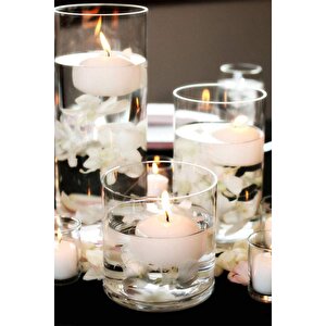 Float | Beyaz 12 Adet Yüzen Mum | 4 Saat Yanan Tea Light Mum | Kokusuz Terapi Mumu