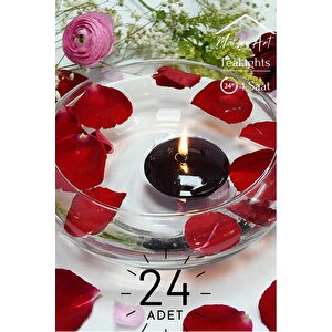 Float | Siyah 24 Adet Yüzen Mum | 4 Saat Yanan Tea Light Mum | Kokusuz Terapi Mumu