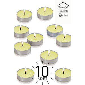 10 Adet | Papatya Kokulu Tealight Mum | 4 Saat Yanar | Dekoratif Mumluk Mumu