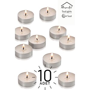 10 Adet | Buhurdanlık Mumu | 4 Saat Yanan Tea Light Mum | Dekoratif Mumluk Mumu