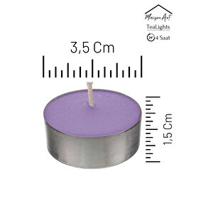 10 Adet | Lavanta Kokulu Tealight Mum | 4 Saat Yanar | Dekoratif Mumluk Mumu