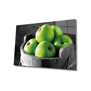 Yeşil Elmalar Cam Tablo Green Apple 36x23 cm