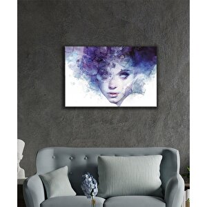 Kadınlar Kelebek Saç Cam Tablo 50x70 cm