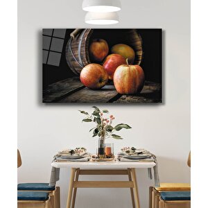 Sepet Elma Natürmort Meyve Cam Tablo 110x70 cm