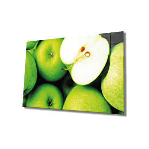 Yeşil Elma Cam Tablo Green Apple 36x23 cm
