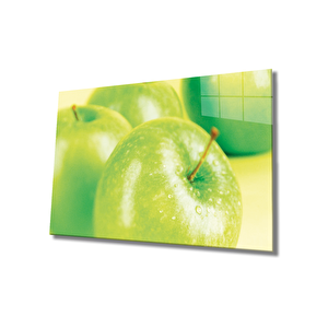 Yeşil Elmalar Cam Tablo Green Apple 36x23 cm