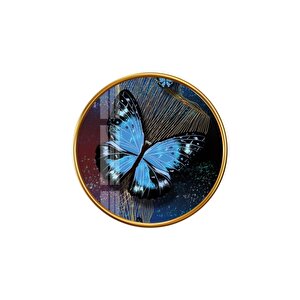 Kelebek Yuvarlak Cam Tablo 30x30 cm