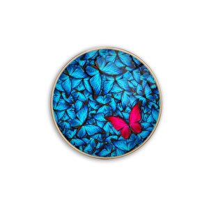 Kelebekler Yuvarlak Cam Tablo 30x30 cm