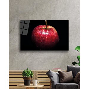 Kırmızı Elma Cam Tablo Red Apple Art 36x23 cm