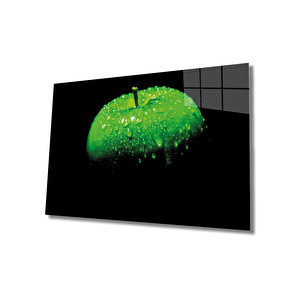 Yeşil Elma Cam Tablo Green Apple 36x23 cm
