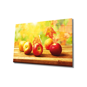 Kırmız Elmalar Cam Tablo Red Apples 36x23 cm