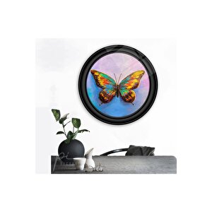 Kelebek Yuvarlak Cam Tablo 60x60 cm