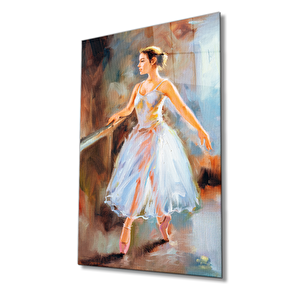 Balerin Kadın Cam Tablo Ev Ve Ofis Duvar Dekoru 36x23 cm