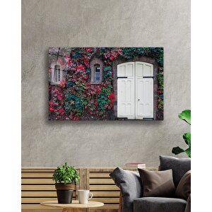 Sarmaşıklı Duvar Ahşap Kapı Cam Tablo 50x70 cm