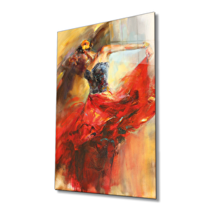 Kırmızı Balerin Cam Tablo Ev Ve Ofis Duvar Dekoru 50x70 cm