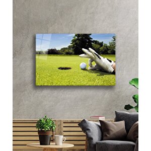 Oyun Golf Top Eldiven Yeşil Manzara Cam Tablo 50x70 cm