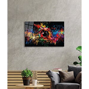 Renkli Göz Cam Tablo Ev Ve Ofis Duvar Dekoru 36x23 cm