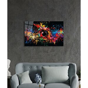 Renkli Göz Cam Tablo Ev Ve Ofis Duvar Dekoru 36x23 cm