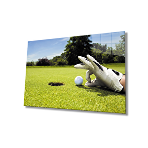 Oyun Golf Top Eldiven Yeşil Manzara Cam Tablo 36x23 cm