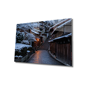 Merdivenli Sokak Cam Tablo Stairs Street 50x70 cm