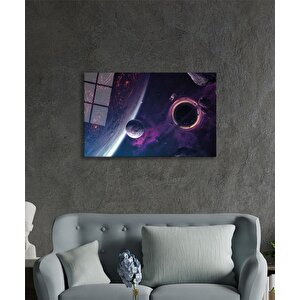 Uzay Evren Cam Tablo Ev Ve Ofis Duvar Dekoru 90x60 cm