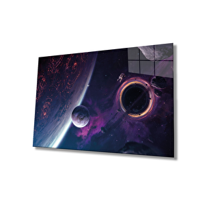 Uzay Evren Cam Tablo Ev Ve Ofis Duvar Dekoru 50x70 cm