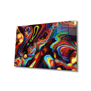 Renkli Soyut Cam Tablo Ev Ve Ofis Duvar Dekoru 36x23 cm