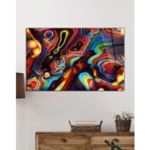 Renkli Soyut Cam Tablo Ev Ve Ofis Duvar Dekoru 36x23 cm