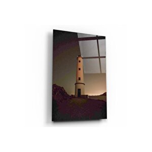 Deniz Feneri Baskılı Cam Tablo 70x110 cm