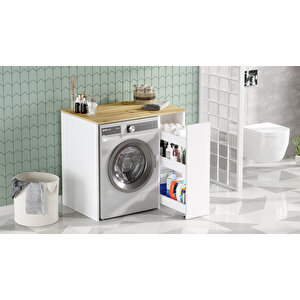 Robin Home Diana Çamaşır Makinesi Dolabı Çekmeceli Keçe-beyaz