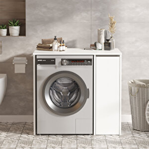 Diana Çamaşır Makinesi Dolabı Çekmeceli Beyaz