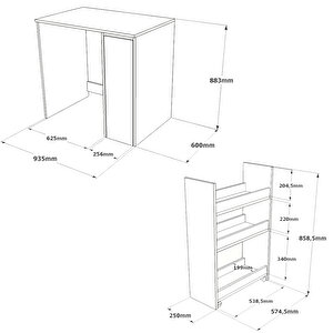 Robin Home Diana Çamaşır Makinesi Dolabı Çekmeceli Beyaz
