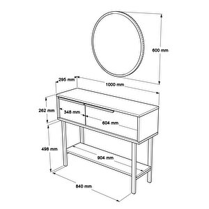 Robin Home Lidya Dresuar Aynalı Kapaklı Metal Ayaklı Uv Baskı Sepet-jüt On12-su