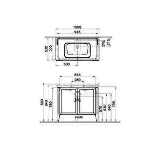 Vitra Valarte 100 Cm Fildişi Banyo Dolabı Alt Modül, Lavabo 62158