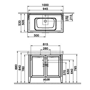 Vitra Valarte 100 Cm Gri Banyo Dolabı Alt Modül Ve Lavabo 62157