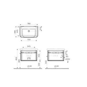 Vitra Sento 80cm Mat Antrasit Alt Modül Ve Lavabo 60819