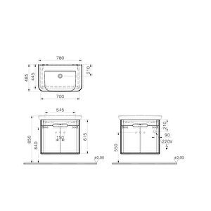 Vitra Sento 80cm Mat Antrasit Banyo Dolabı Alt Modül Ve Lavabo 60809
