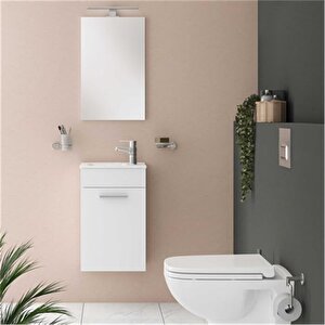 Vitra Mia 75022 Banyo Dolabı Takımı Seti Kapaklı 40 Cm Parlak Beyaz