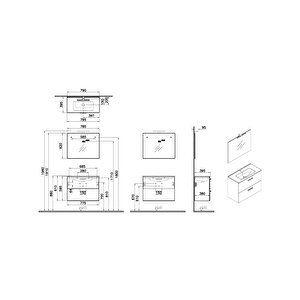 Vitra Mia 80 Cm Antrasit Çekmeceli Banyo Dolabı Takımı 75100