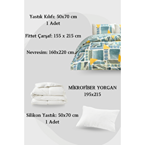 Holden Mavi Ranforce Tek Kişilik Uyku Seti - Nevresim Takımı + Yorgan + Yastık