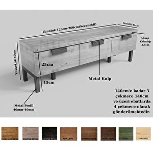 Ntconcept Uni Doğal Ahşap Çekmeceli Tv Standı 160 cm