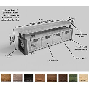 Ntconcept Arona Masif Ahşap Tv Stand 140 cm