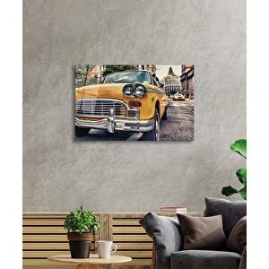 Klasik Araba Sokak Bina Cam Tablo Ev Ve Ofis Duvar Dekoru 36x23 cm